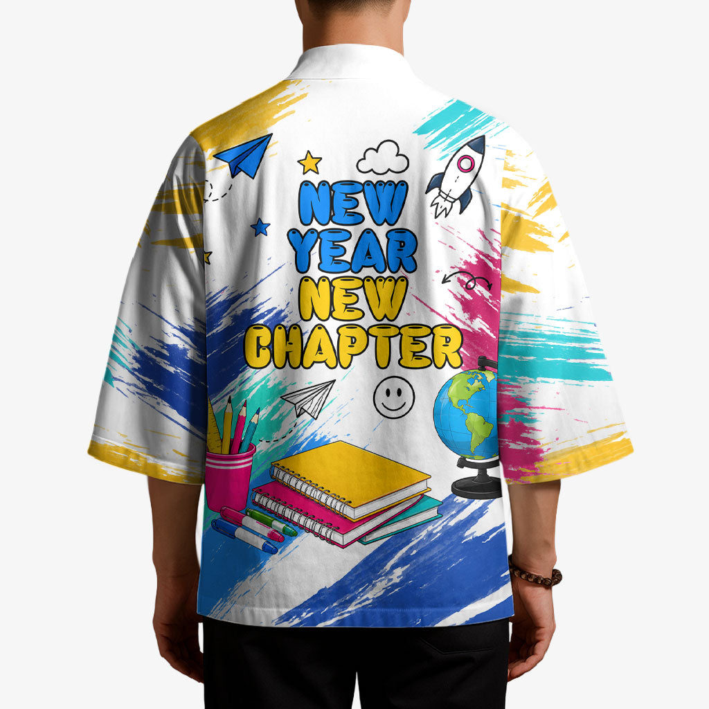 Back To School Kimono New Year New Chapter Colorful Paint Splatter