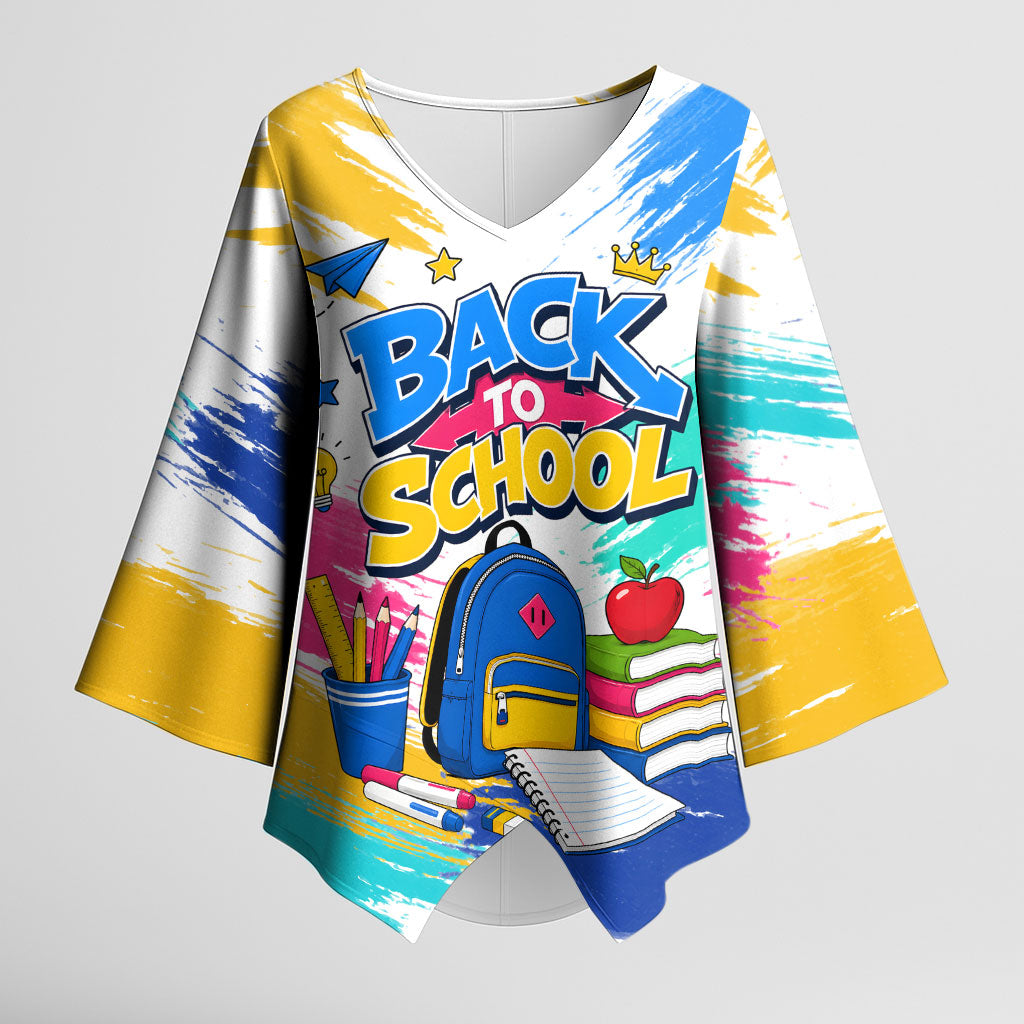 Back To School Kimono Sleeve Blouse New Year New Chapter Colorful Paint Splatter