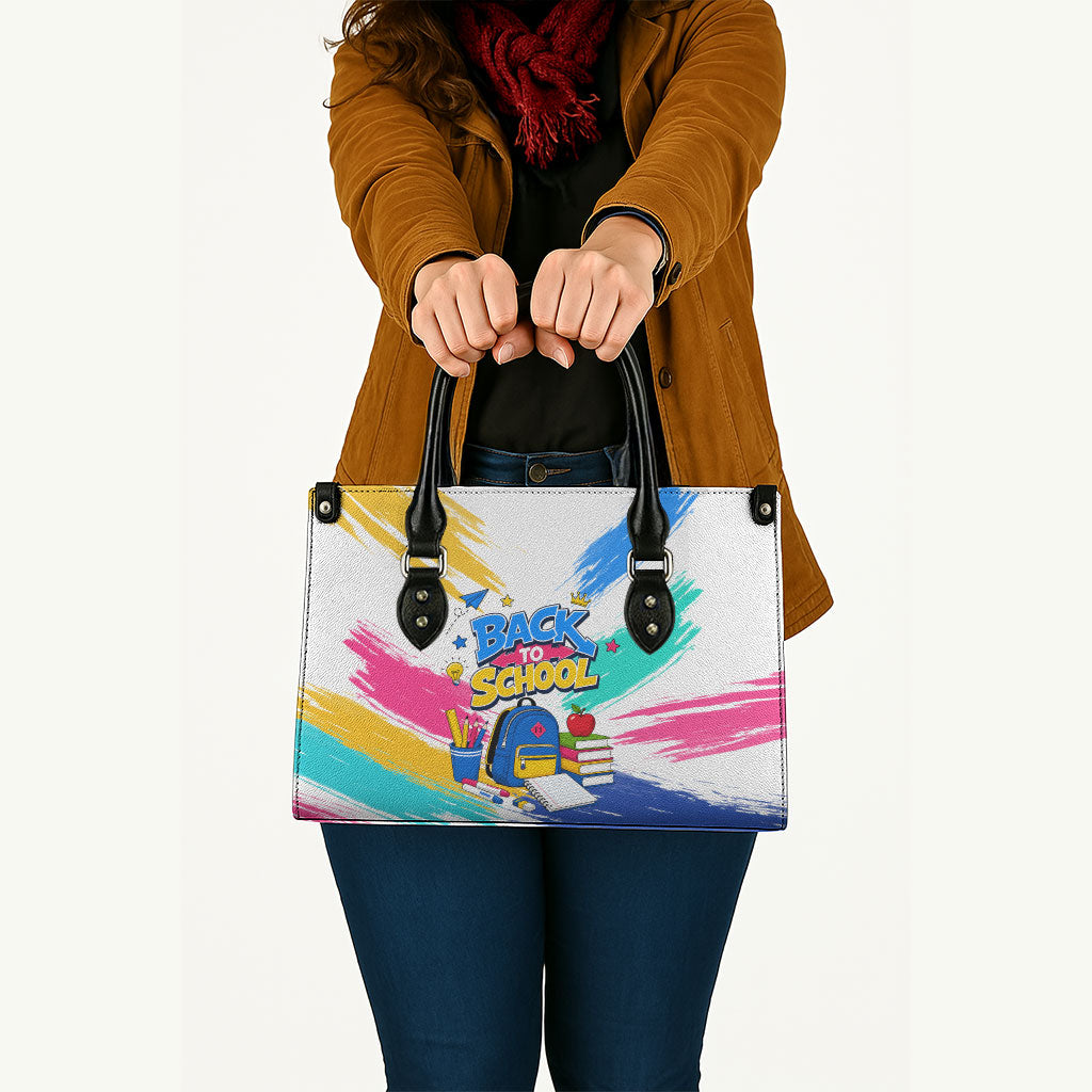 Back To School Leather Bag New Year New Chapter Colorful Paint Splatter