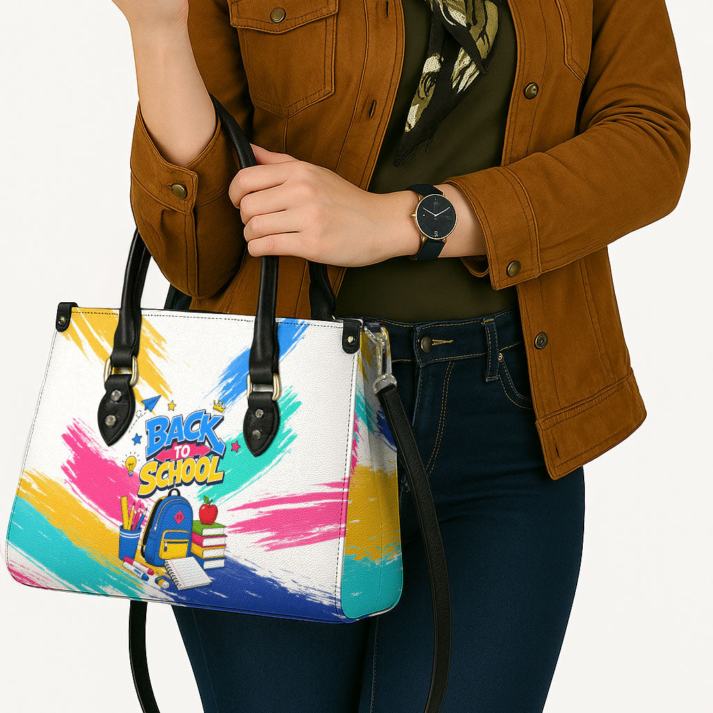 Back To School Leather Bag New Year New Chapter Colorful Paint Splatter