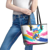 Back To School Leather Tote Bag New Year New Chapter Colorful Paint Splatter