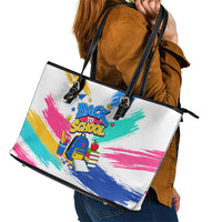 Back To School Leather Tote Bag New Year New Chapter Colorful Paint Splatter
