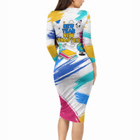 Back To School Long Sleeve Bodycon Dress New Year New Chapter Colorful Paint Splatter