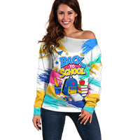 Back To School Off Shoulder Sweater New Year New Chapter Colorful Paint Splatter