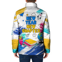 Back To School Padded Jacket New Year New Chapter Colorful Paint Splatter