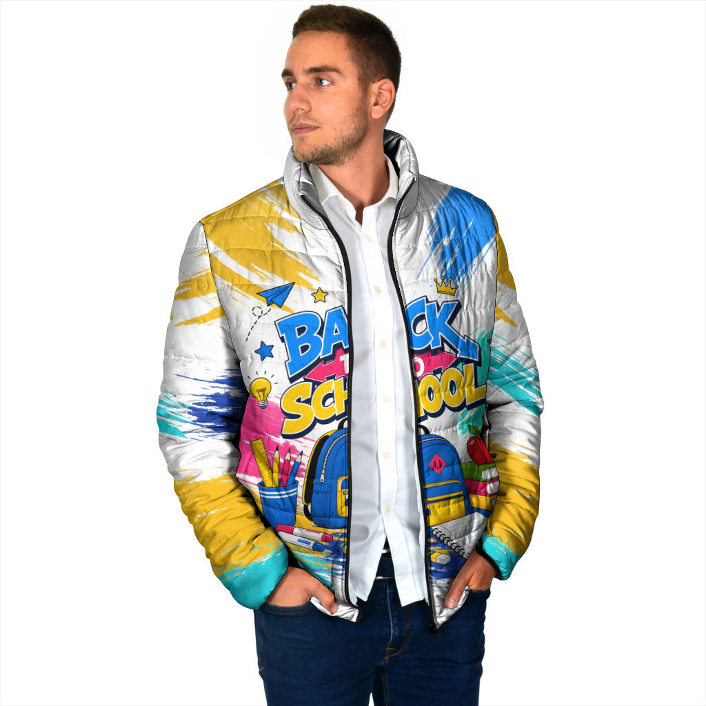 Back To School Padded Jacket New Year New Chapter Colorful Paint Splatter