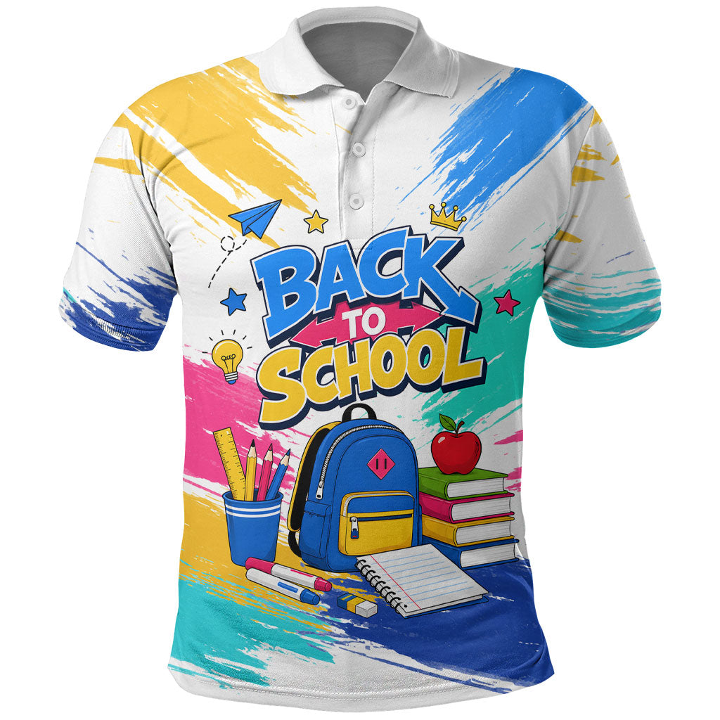 Back To School Polo Shirt New Year New Chapter Colorful Paint Splatter