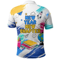 Back To School Polo Shirt New Year New Chapter Colorful Paint Splatter