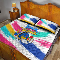 Back To School Quilt Bed Set New Year New Chapter Colorful Paint Splatter