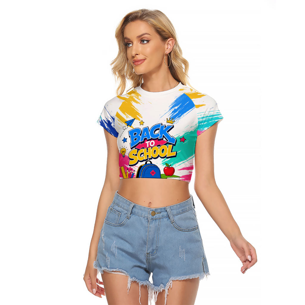 Back To School Raglan Cropped T Shirt New Year New Chapter Colorful Paint Splatter