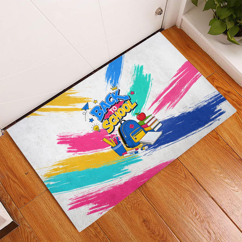 Back To School Rubber Doormat New Year New Chapter Colorful Paint Splatter