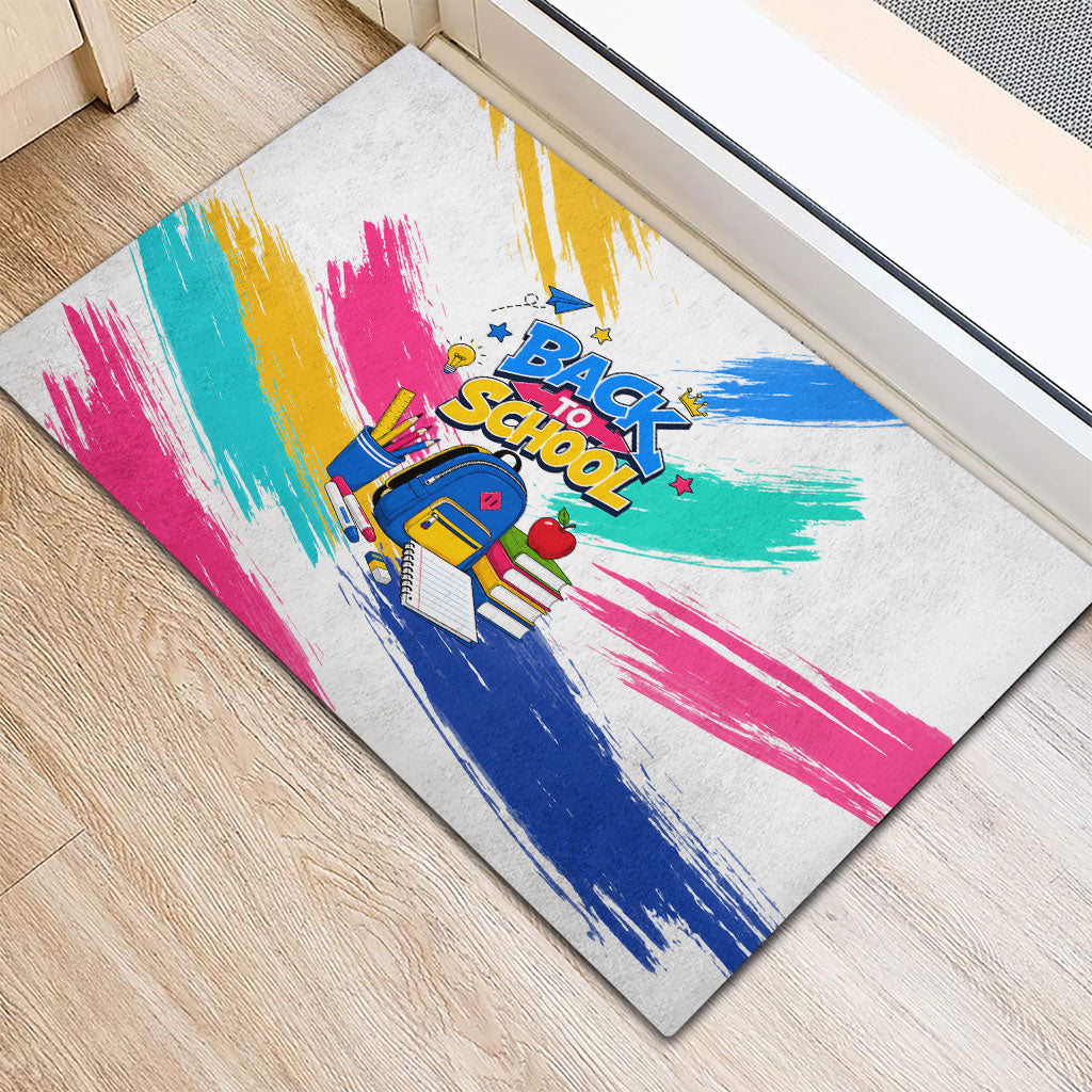 Back To School Rubber Doormat New Year New Chapter Colorful Paint Splatter