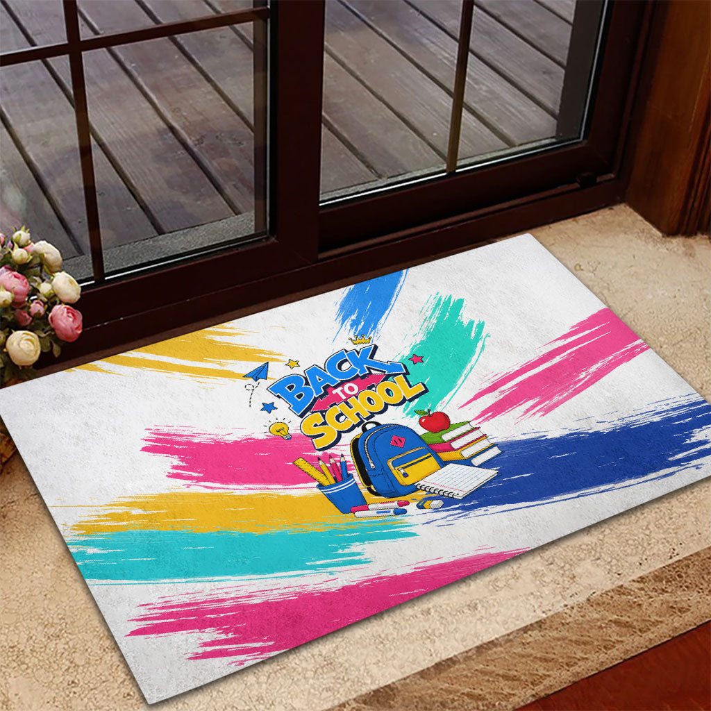 Back To School Rubber Doormat New Year New Chapter Colorful Paint Splatter