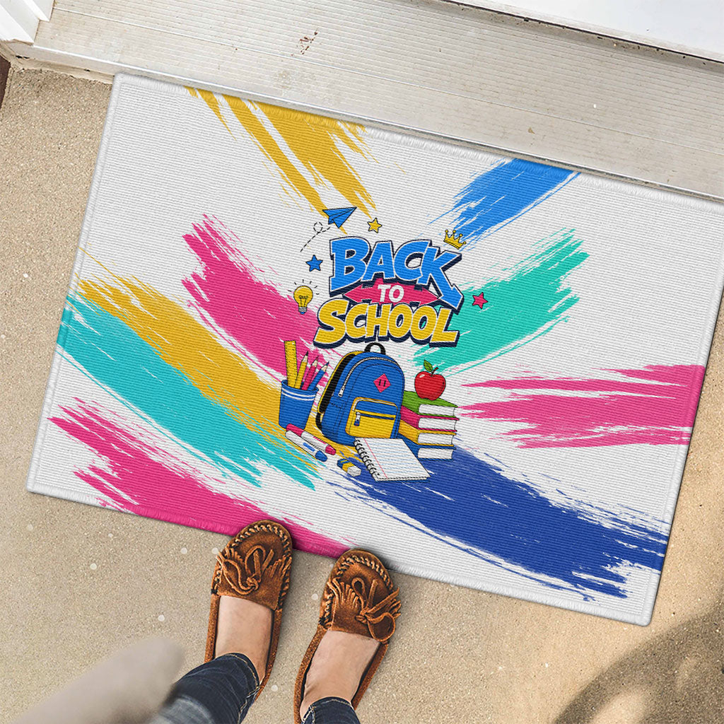 Back To School Rubber Doormat New Year New Chapter Colorful Paint Splatter