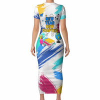 Back To School Short Sleeve Bodycon Dress New Year New Chapter Colorful Paint Splatter