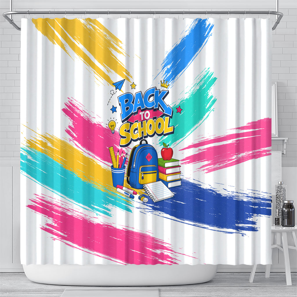Back To School Shower Curtain New Year New Chapter Colorful Paint Splatter