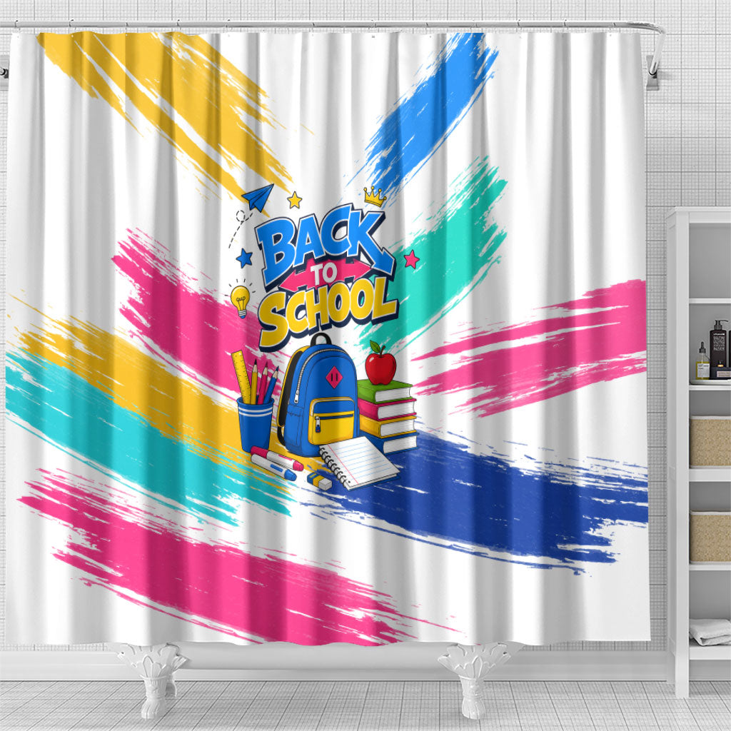 Back To School Shower Curtain New Year New Chapter Colorful Paint Splatter