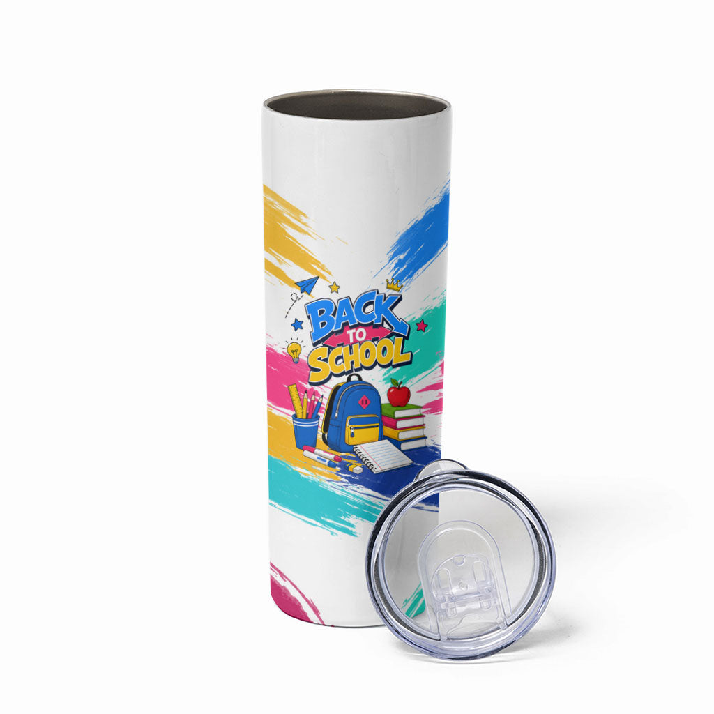 Back To School Skinny Tumbler New Year New Chapter Colorful Paint Splatter