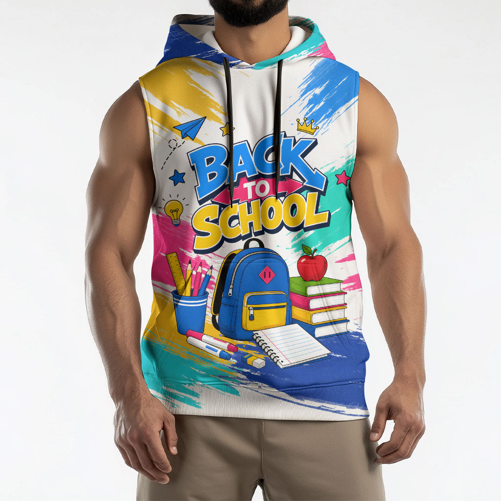 Back To School Sleeveless Hoodie New Year New Chapter Colorful Paint Splatter