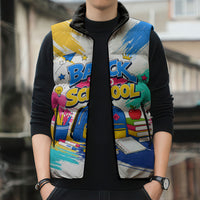 Back To School Sleeveless Puffer Jacket New Year New Chapter Colorful Paint Splatter