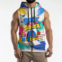 Back To School Sleeveless Zip Hoodie New Year New Chapter Colorful Paint Splatter