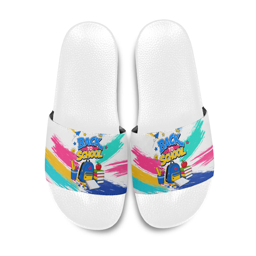 Back To School Slide Sandals New Year New Chapter Colorful Paint Splatter