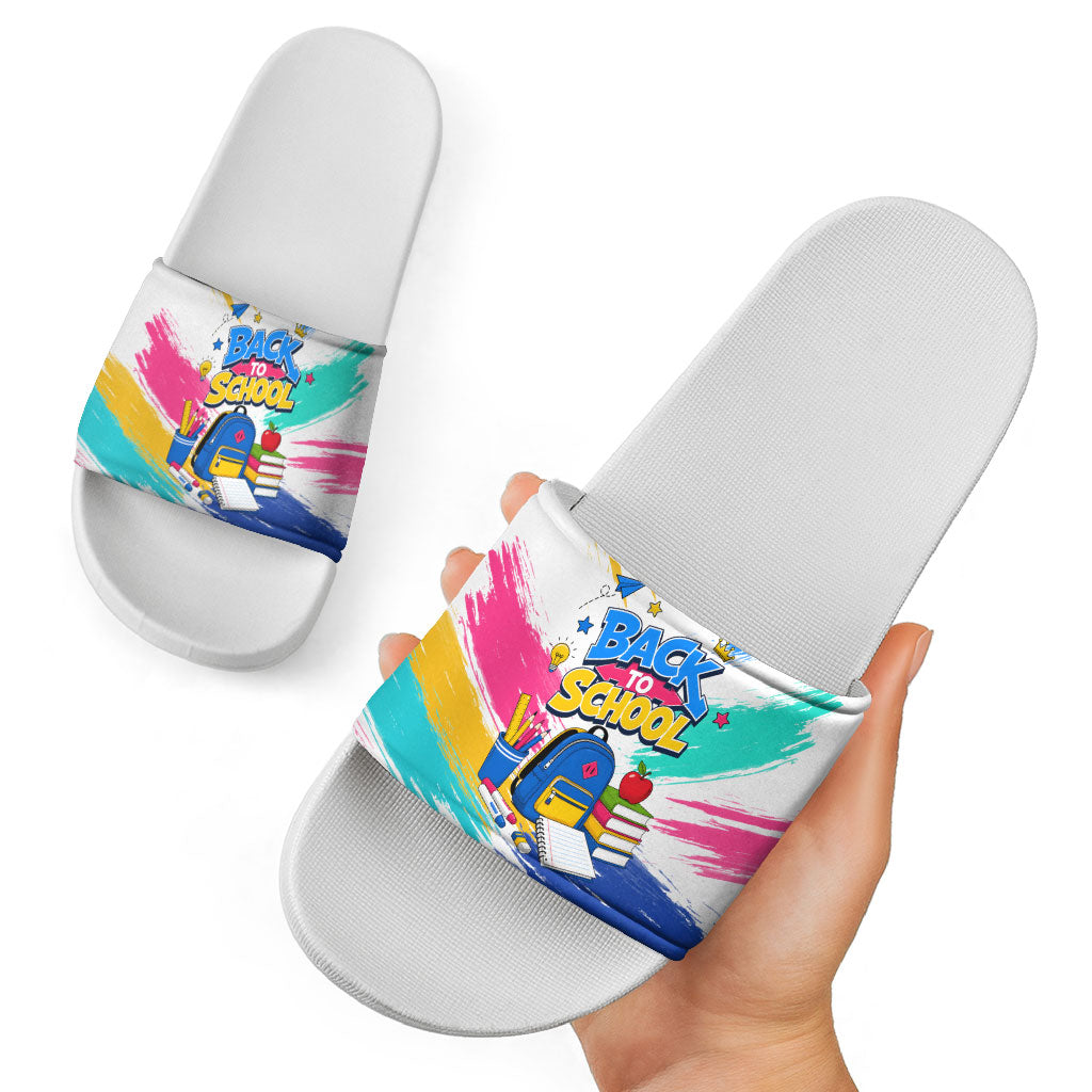 Back To School Slide Sandals New Year New Chapter Colorful Paint Splatter