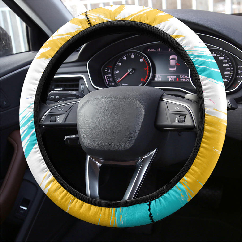Back To School Steering Wheel Cover New Year New Chapter Colorful Paint Splatter