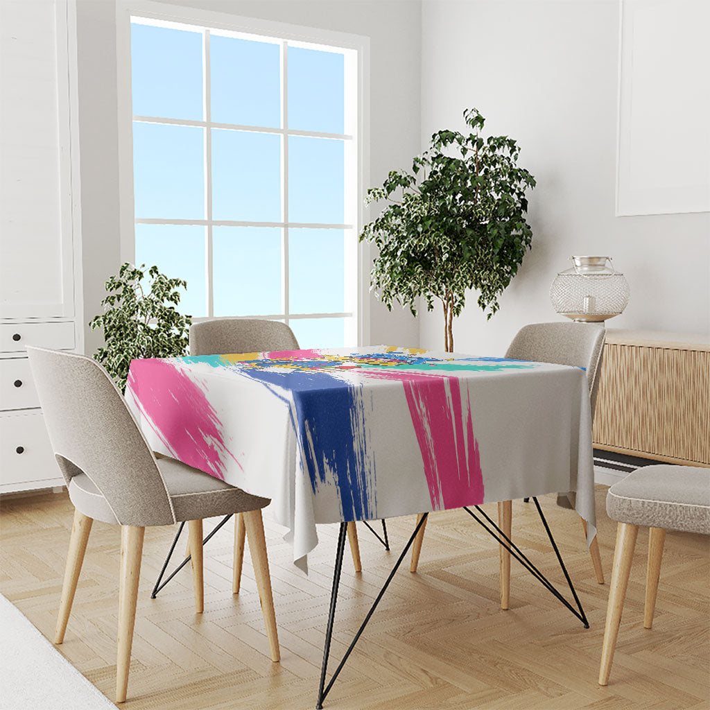 Back To School Tablecloth New Year New Chapter Colorful Paint Splatter