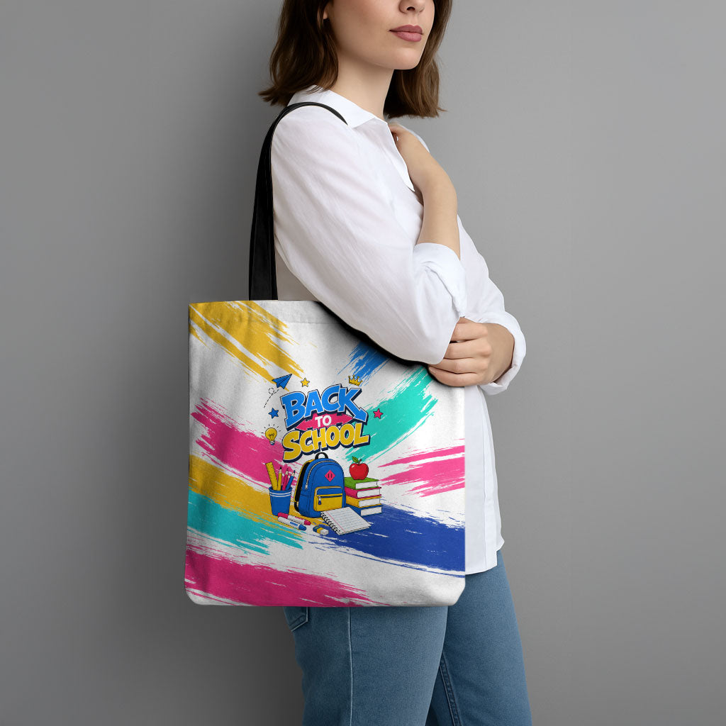 Back To School Tote Bag New Year New Chapter Colorful Paint Splatter