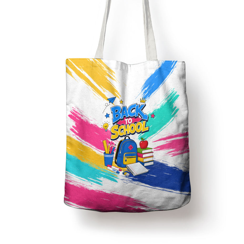 Back To School Tote Bag New Year New Chapter Colorful Paint Splatter