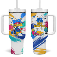 Back To School Tumbler With Handle New Year New Chapter Colorful Paint Splatter