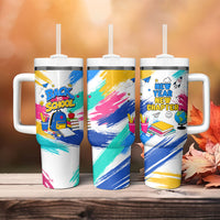 Back To School Tumbler With Handle New Year New Chapter Colorful Paint Splatter