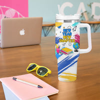 Back To School Tumbler With Handle New Year New Chapter Colorful Paint Splatter