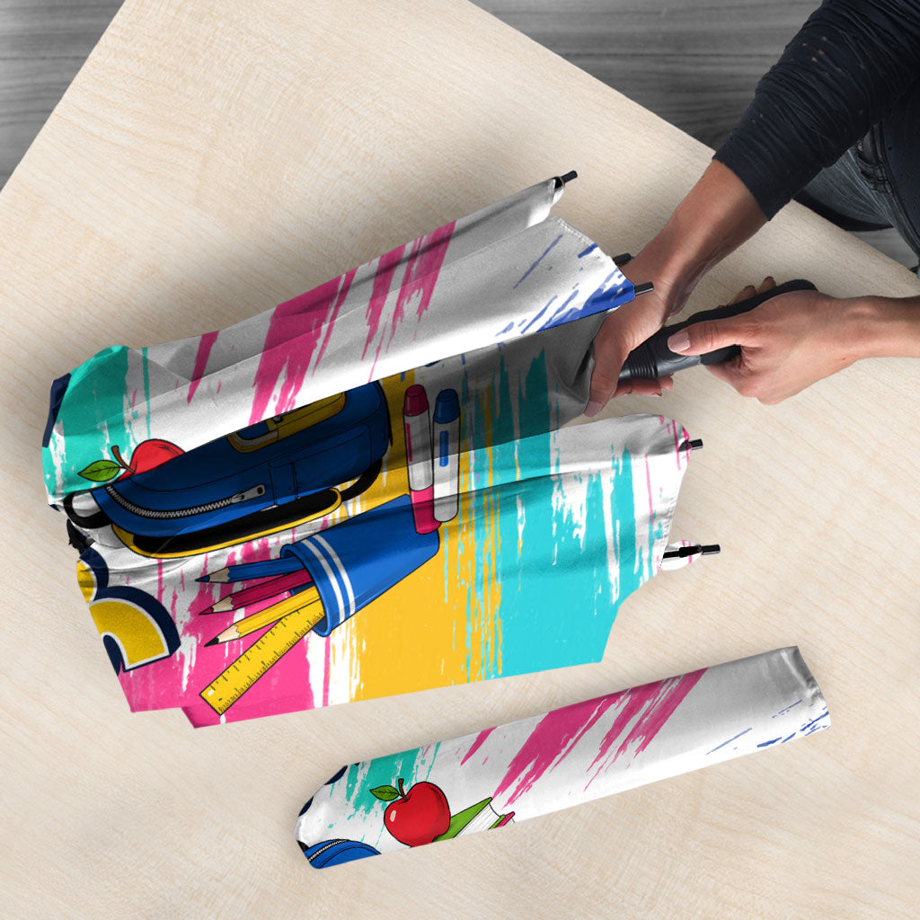 Back To School Umbrella New Year New Chapter Colorful Paint Splatter
