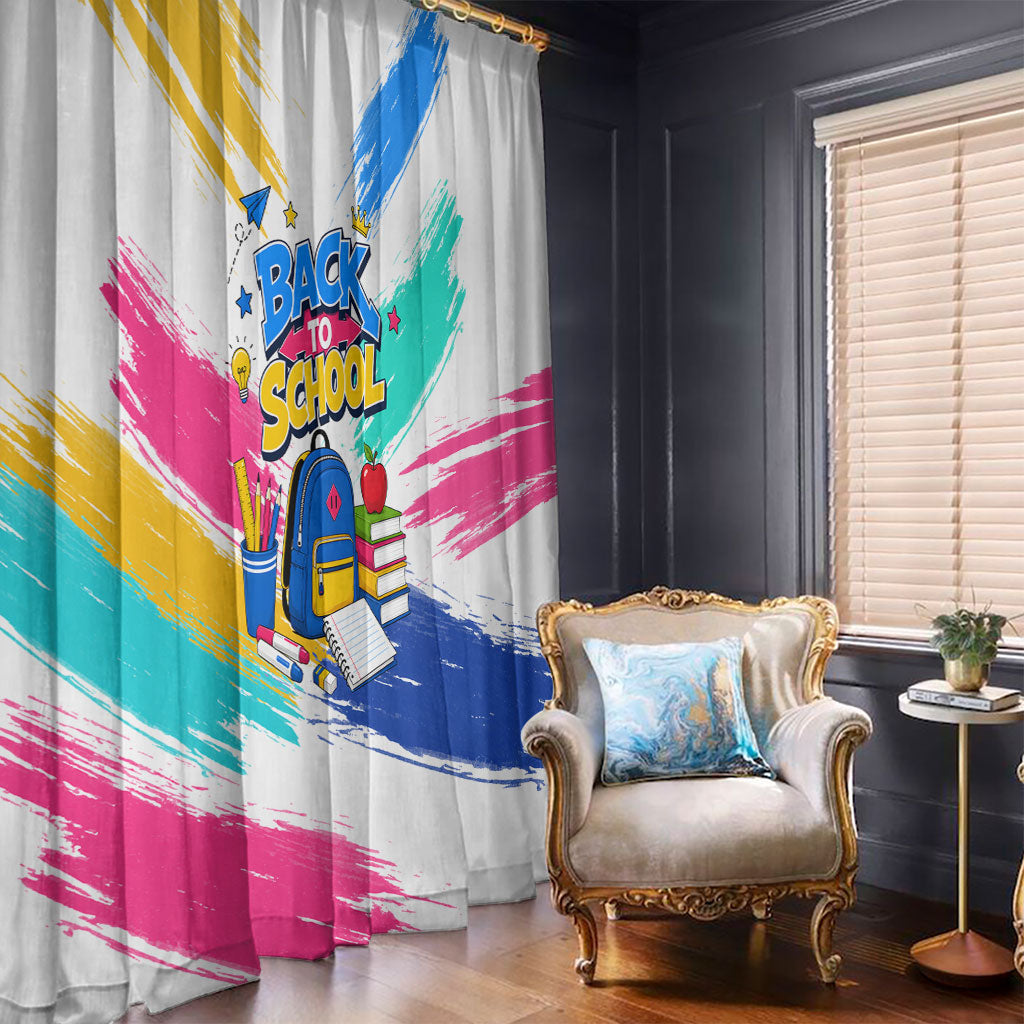Back To School Window Curtain New Year New Chapter Colorful Paint Splatter