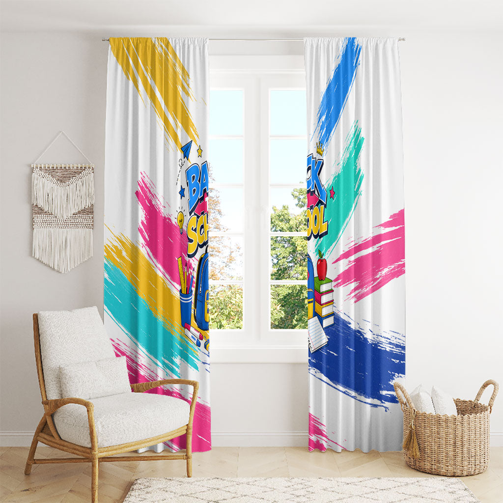Back To School Window Curtain New Year New Chapter Colorful Paint Splatter