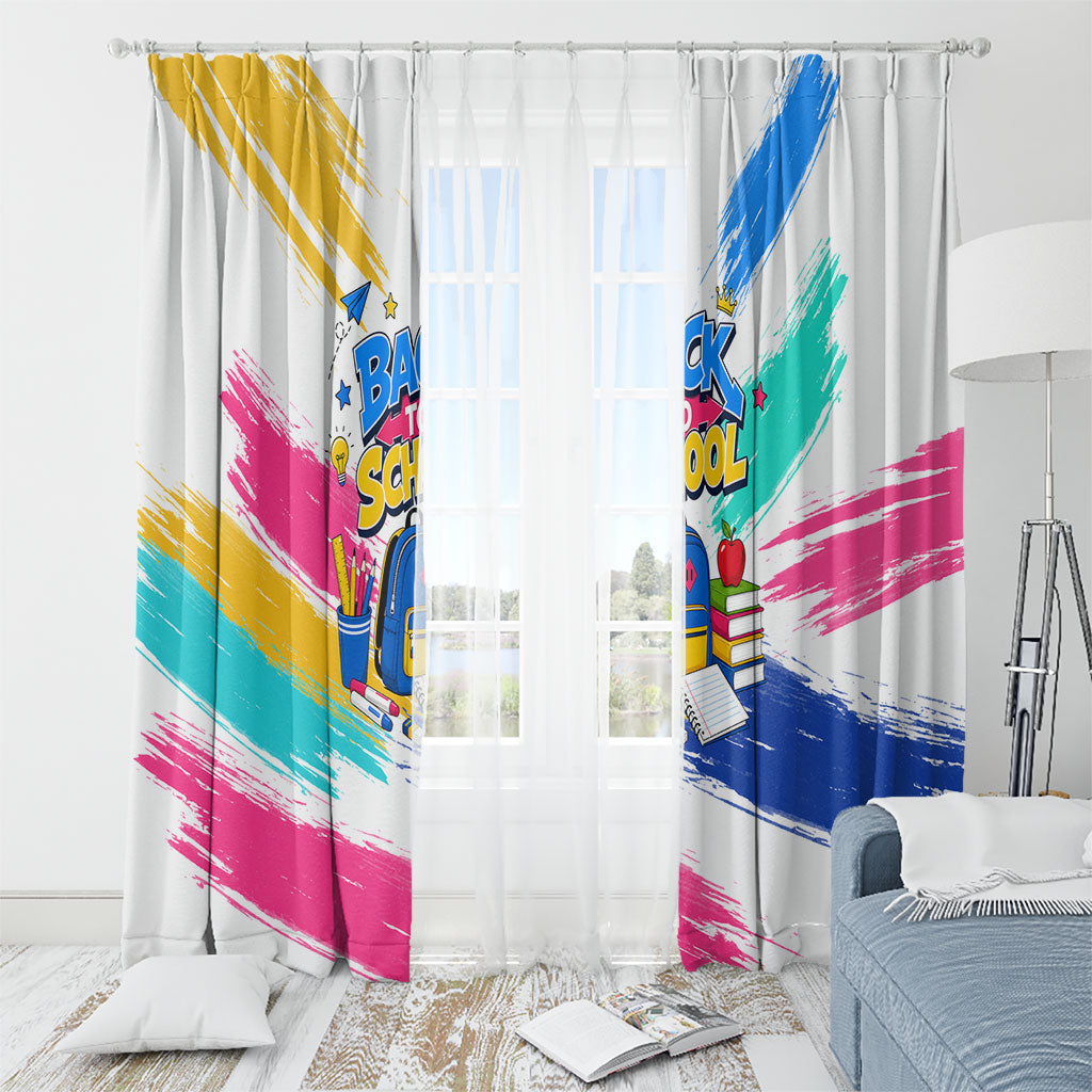 Back To School Window Curtain New Year New Chapter Colorful Paint Splatter