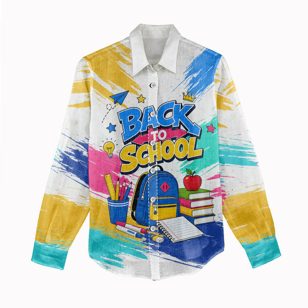 Back To School Women Casual Shirt New Year New Chapter Colorful Paint Splatter