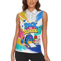 Back To School Women Sleeveless Polo Shirt New Year New Chapter Colorful Paint Splatter