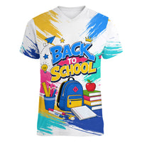 Back To School Women V-Neck T-Shirt New Year New Chapter Colorful Paint Splatter