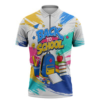 Back To School Zipper Polo Shirt New Year New Chapter Colorful Paint Splatter