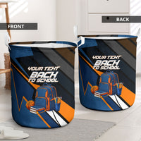 Personalized Back To School Laundry Basket Student Backpack Basketball Geometric Stripes
