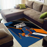 Personalized Back To School Area Rug Student Backpack Basketball Geometric Stripes