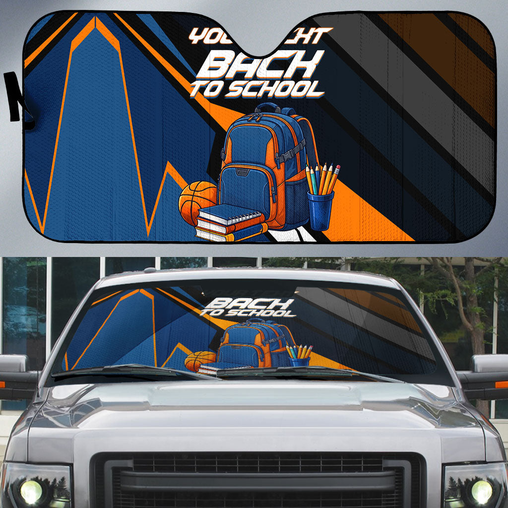Personalized Back To School Auto Sun Shade Student Backpack Basketball Geometric Stripes