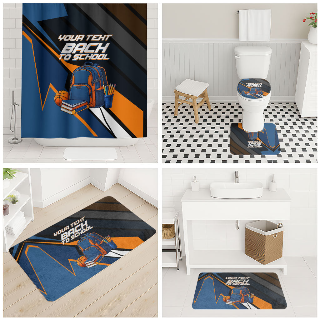 Personalized Back To School Bathroom Set Student Backpack Basketball Geometric Stripes