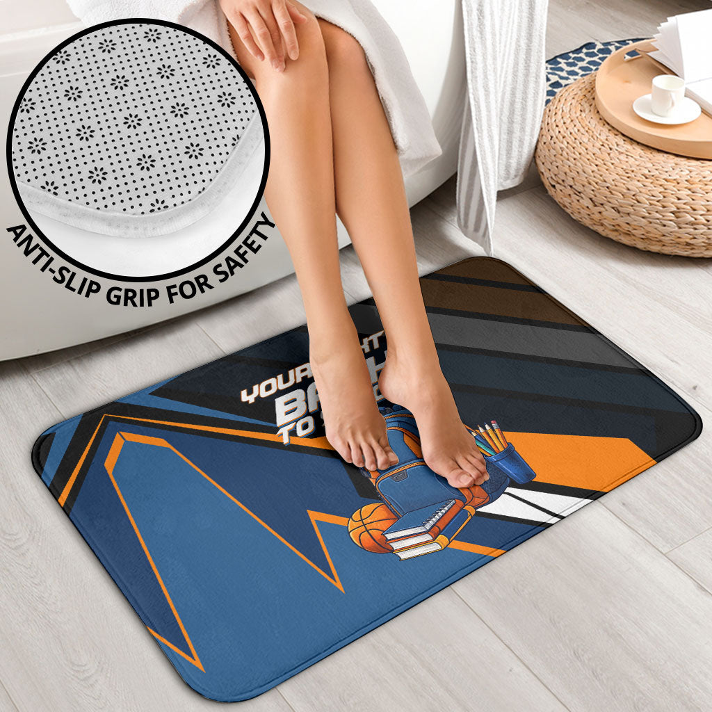 Personalized Back To School Bathroom Set Student Backpack Basketball Geometric Stripes
