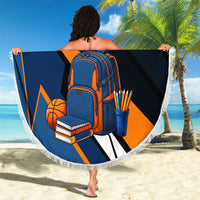 Personalized Back To School Beach Blanket Student Backpack Basketball Geometric Stripes