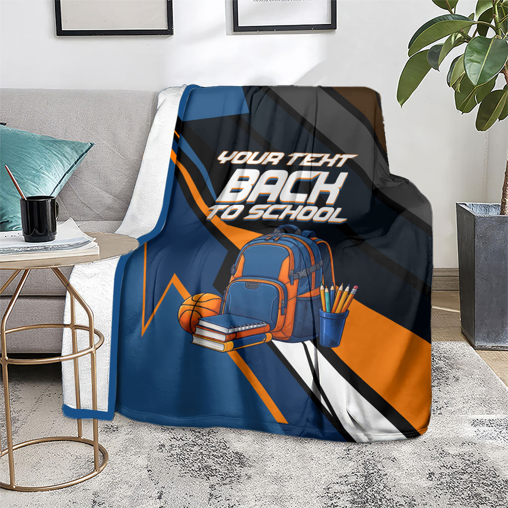 Personalized Back To School Blanket Student Backpack Basketball Geometric Stripes