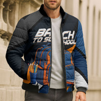 Personalized Back To School Bomber Puffer Jacket Student Backpack Basketball Geometric Stripes